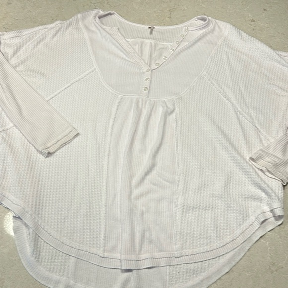 FREE PEOPLE WAFFLE FLOWY TOP - Picture 2 of 5